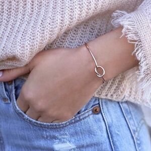 Jewanfix Infinity Love Knot Cuff Bracelet Stainless Steel Nickel Free Hypoaller.